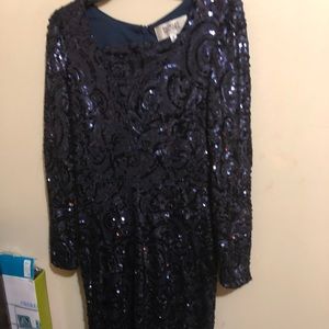 Baffled mishka sequin gown